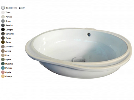 Раковина, CIELO, Enjoy, шгв 520*445*185, отверстия для смесителя-отсутствуют, цвет-Avena