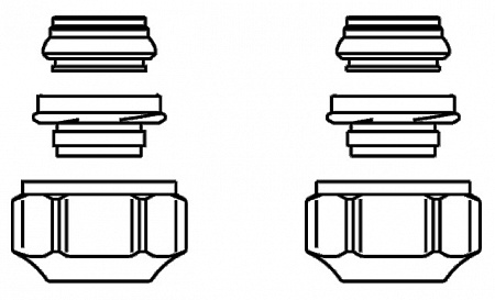 Набор со стяжным кольцом, 15 мм, латунь, для наружной резьбы G 3/4", НГ никелированная, мягкое уплотнение, 2 набора в комплекте