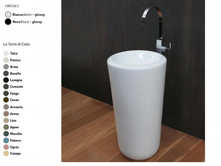 Раковина, CIELO, Fluid, шгв 450*450*820, отверстия для смесителя-отсутствуют, цвет-Lavagna