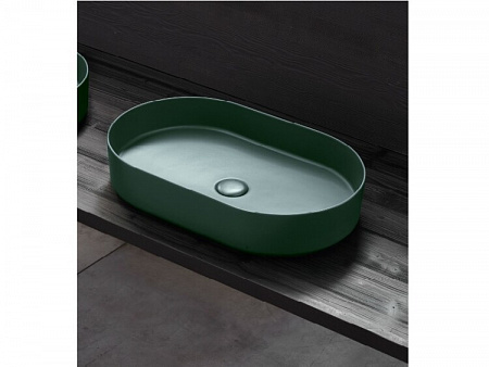 Раковина, CIELO, Shui Comfort, шгв 600*380*125, отверстия для смесителя-отсутствуют, цвет-Muschio