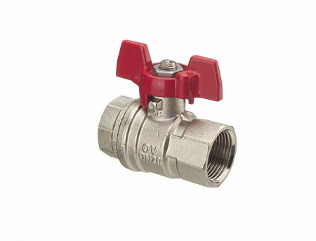 Кран шаровой, Optibal, DN-20, 3/4", ВВ, PN, бар-16, ручка-бабочка, никелированный