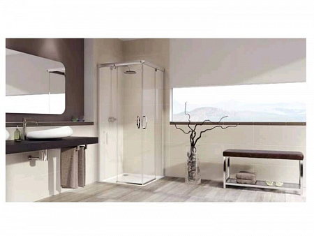 Душевое ограждение, Huppe, Aura Elegance, шгв 1000*1000*2000, глянцевый хром, цвет стекла-прозрачный, Anti-Plaque